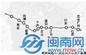 漳州城际轨道R1线走向及站点示意图