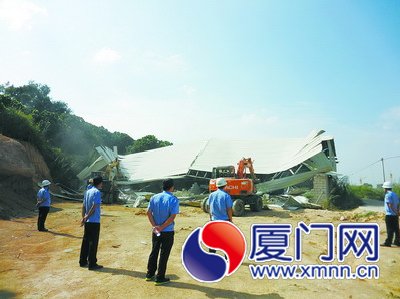 灌口几处违建铁皮厂房被拆除