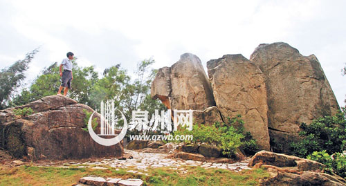 张和平站在山后“石鸡”的面前与其对视。人“鸡”互 