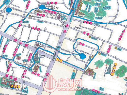 手绘泉州小巷地图