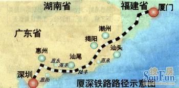 厦深铁路路径图