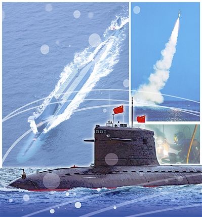 中国攻击核潜艇和弹道导弹核潜艇画面