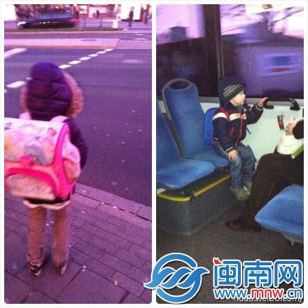 德国小孩自己背书包