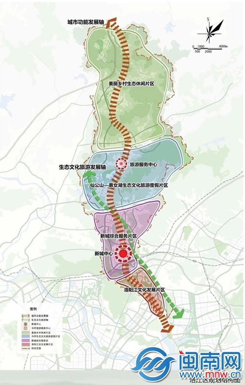 “一主一副 两轴四片”空间结构规划图