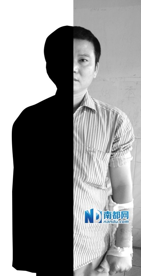黄广现的手臂上仍打着石膏