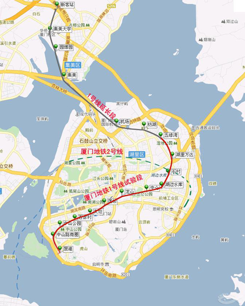 厦门地铁1号线线路图