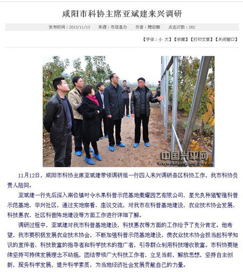 记者在咸阳市科协官方网站上看到的“鞋套”照片 网 