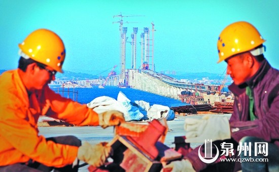 泉州湾跨海大桥施工现场