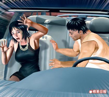 恶男掳人性侵示意图（2）刘男觊觎被害人美色，在车 
