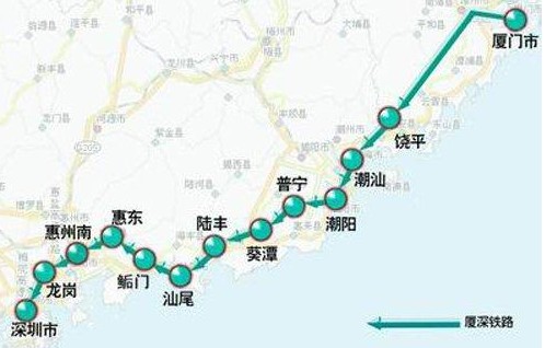 厦深高铁线路图