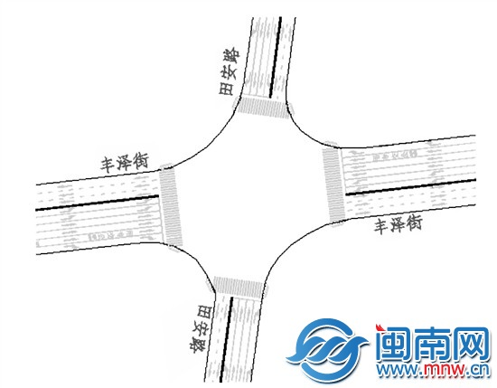 田安路南北进口各增设一条直行车道