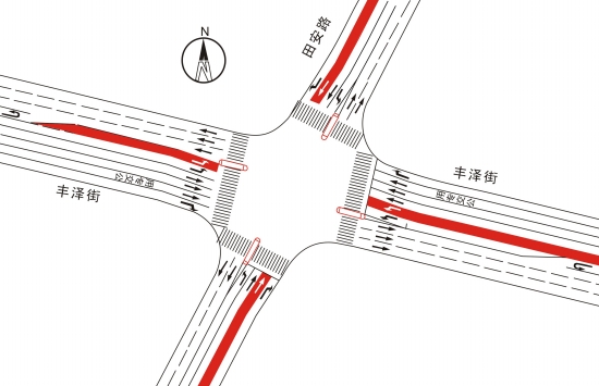 红色车道为新增车道