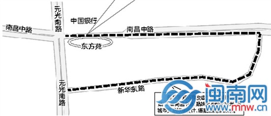 元光南路交叉口，却因两幢大楼阻挡，路宽仅剩9米