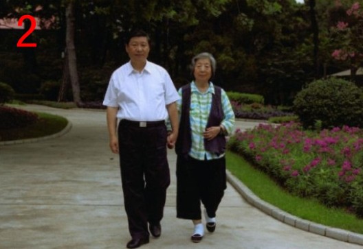 习近平和自己母亲的合影