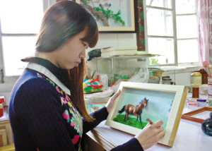 棉花画《一马当先》迎春出世