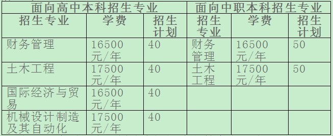 闽南理工学院高职招考招生计划