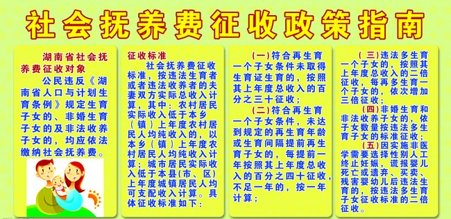 湖南省计划生育超生处罚 征收社会抚养费(罚款标准图)