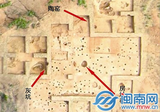 馒头山建筑群遗址，有居住、做饭、烧陶多个区