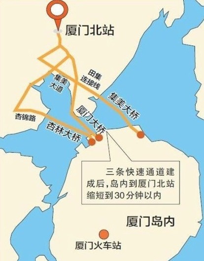 三条快速通道建成后