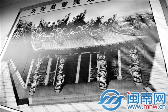 庆安堂重建效果图显示，大门前新增4个柱子