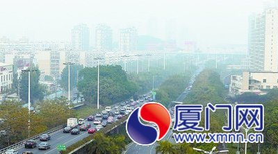 厦门市区的天空灰蒙蒙
