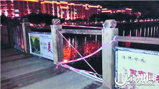 护栏缺口此前仅用布条简单围起来