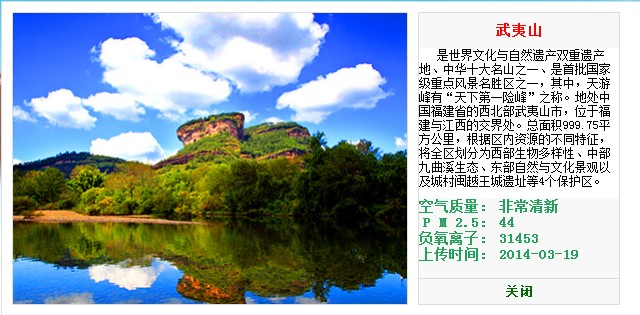 武夷山今日清新指数