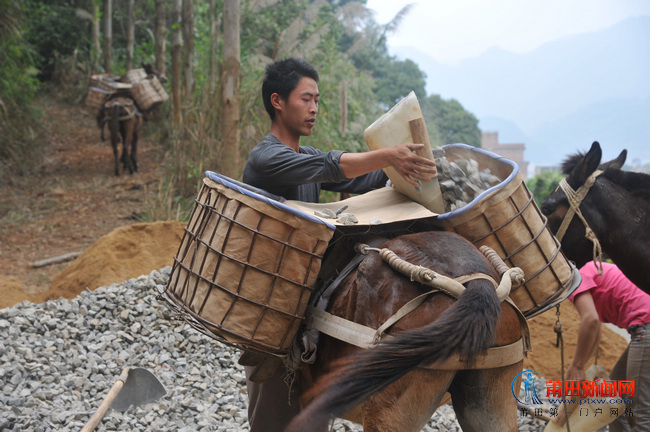 仙游：骡帮运输队助力高压电网铁塔施工1