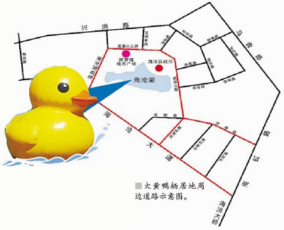 大黄鸭栖居地周边道路示意图