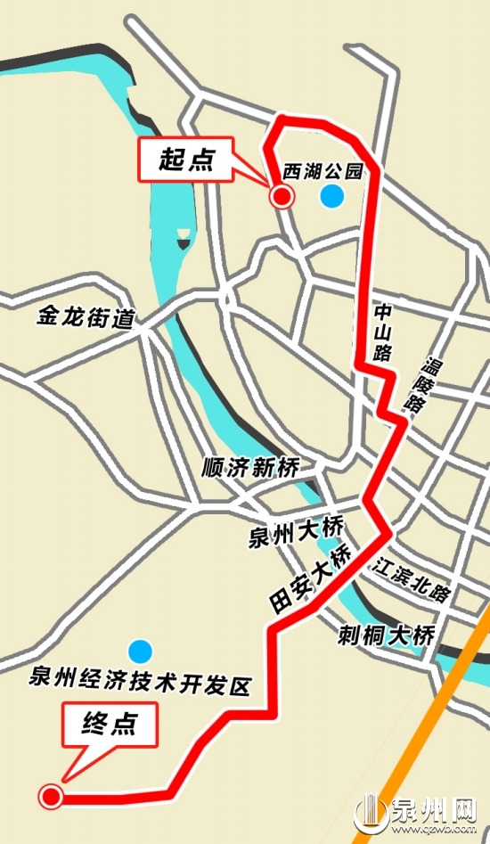 泉州“定制公交1线”线路图