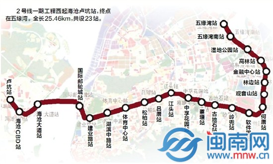 厦门轨道交通2号线示意图