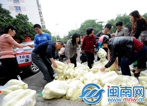 市民一早就赶来买爱心黄瓜