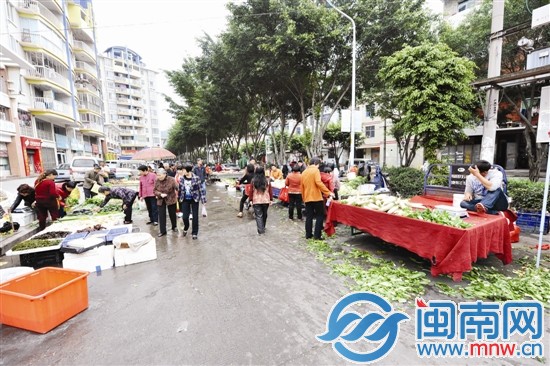 马路市场摆摊无序，菜叶随处可见