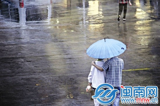 傍晚，市区阴雨绵绵，有点冷