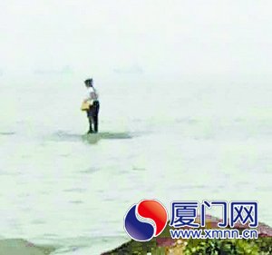 被困礁石，周围一片汪洋