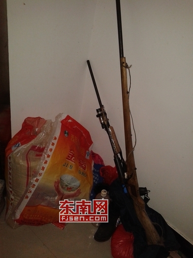 非法持有的两把私制的枪支及弹药　