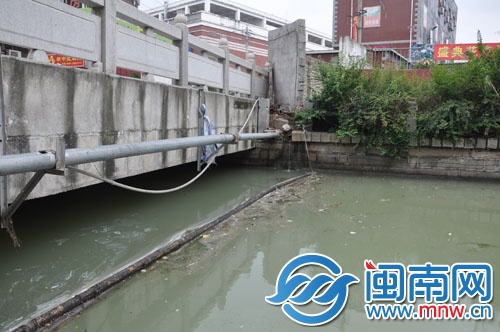 昨天的城西环路北6区内沟河河面上还漂浮着油污、枯 