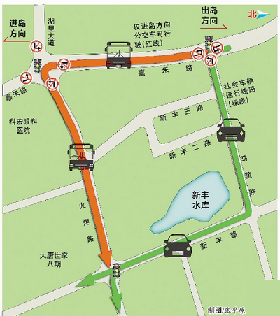 地铁1号线火炬园站二期围挡交通限制示意图