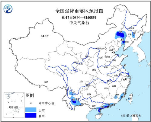 全国降雨落区预报图