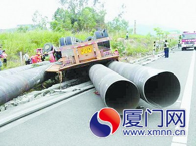 车子翻倒在路边