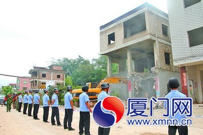 同安昨拆除云埔村一处影响高速施工违建
