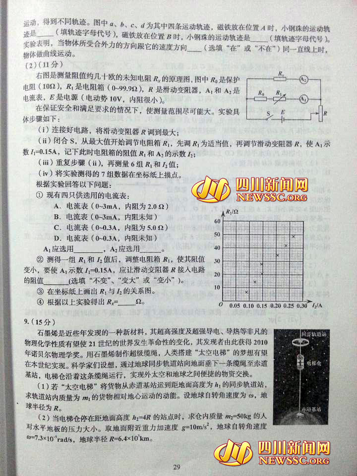 2014四川高考理科综合试卷及答案 (高清版)3
