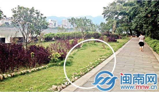 廖丹莹走到这（画圈处），遇到两人抢劫