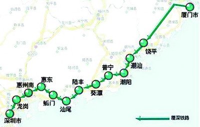 厦深铁路线路图