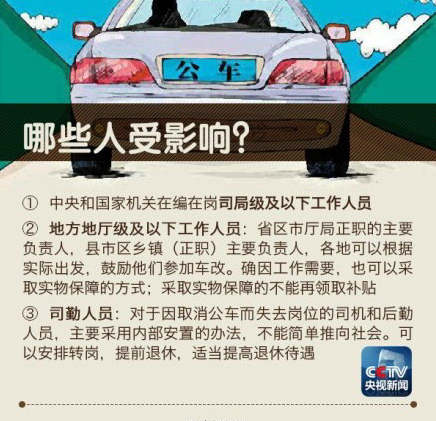 地方厅局及县乡正职官员可视情况保留用车