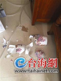珍贵花瓶倒地破碎