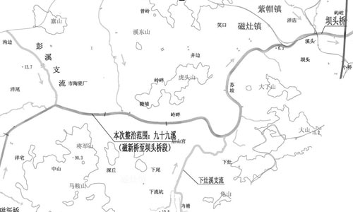 九十九溪(磁新桥至坝头桥段)分布图